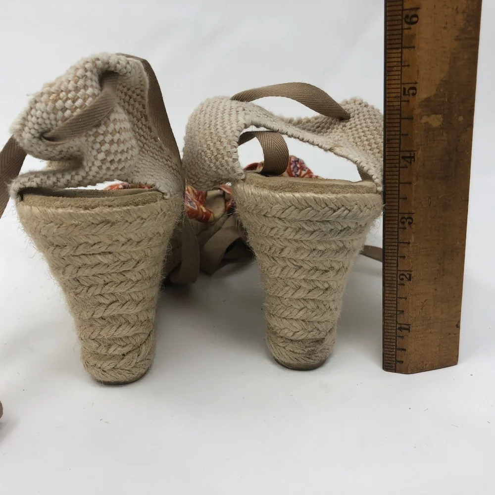 J. Crew Orange Floral Espadradilles Wedges 10